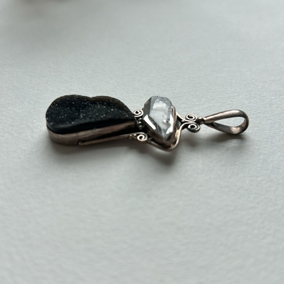 Herkimer Diamond and Druzy pendant - Picture 3 of 7